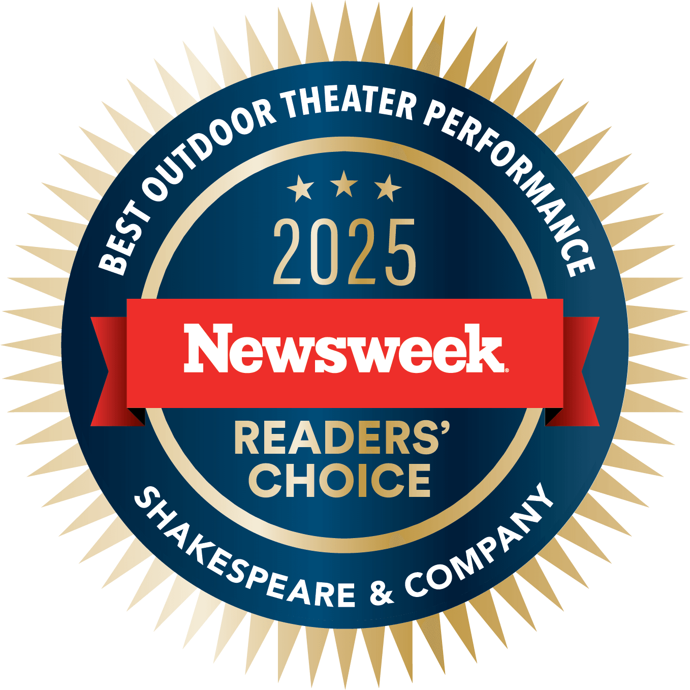 a badge that says newsweek readers' choice best outdoor theater performance