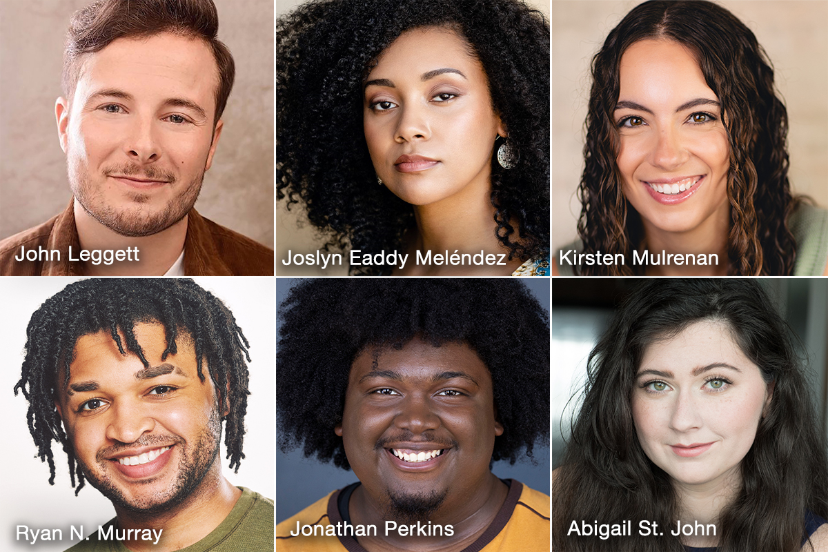 a grid of six headshots of actors - three are male presenting and three are female presenting.